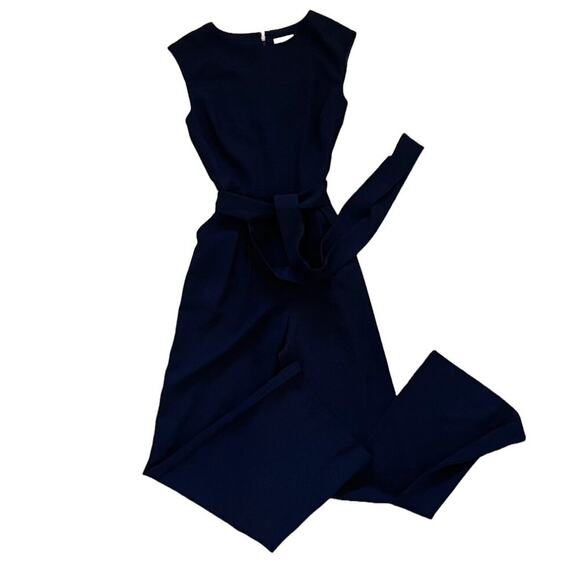 NY & Co. Navy Sleeveless Wide Leg Belted Jumpsuit / Pantsuit, Size 2 - Picture 2 of 15